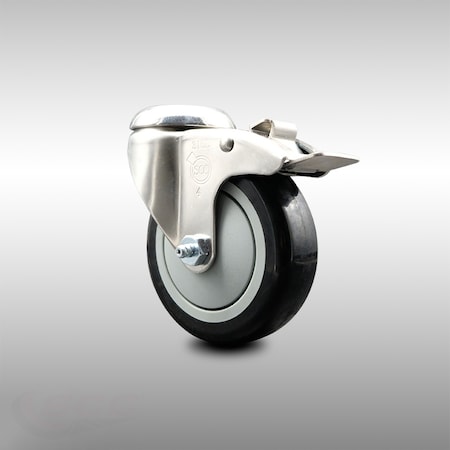 Service Caster 4 Inch 316SS Black Polyurethane Swivel Bolt Hole Caster with Total Lock Brake SCC-SS316BHTTL20S414-PPUB-BLK